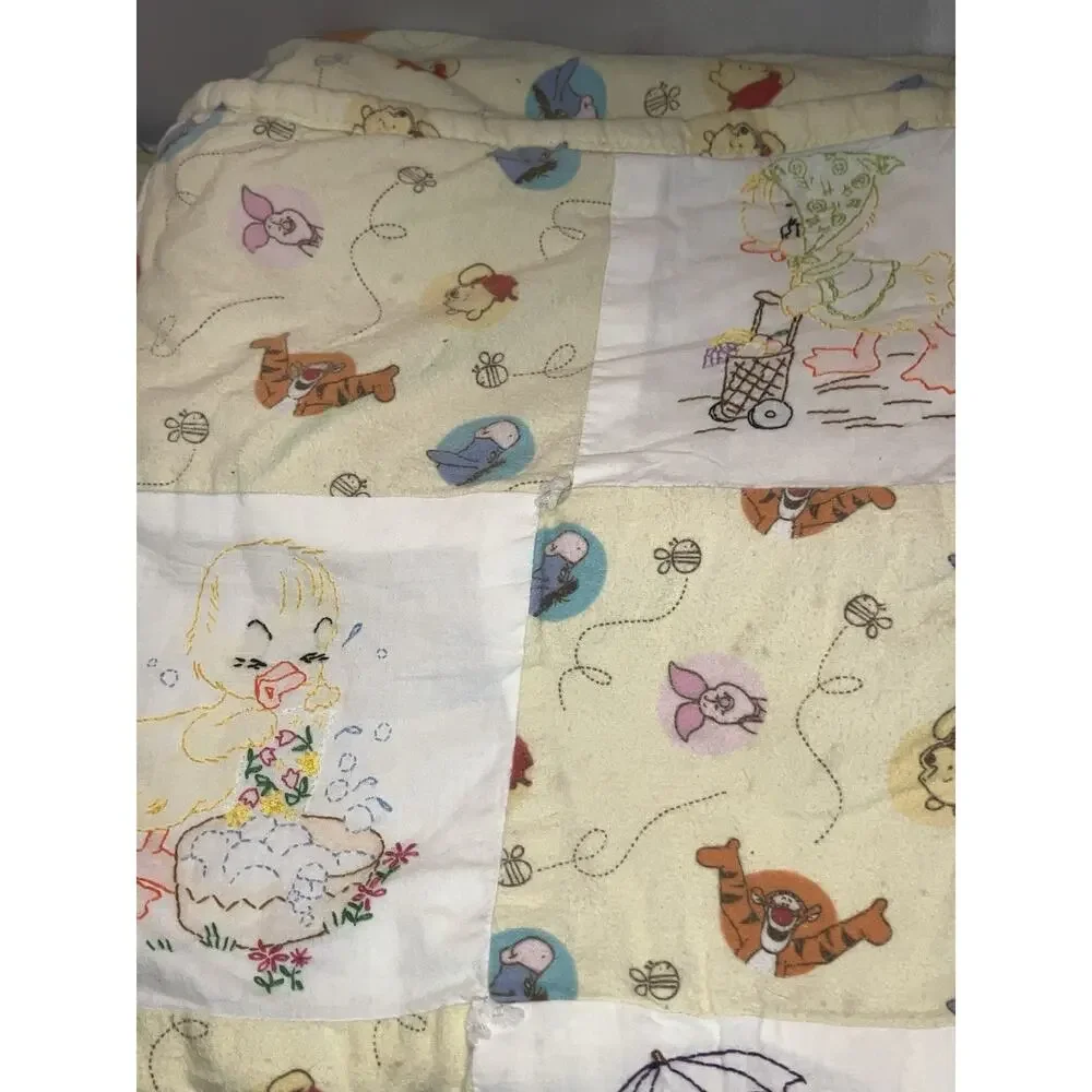 Vintage Doll/Child/Crib Quilt Patchwork with Embroidery Ducks